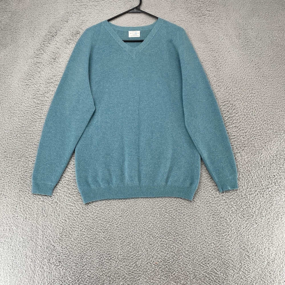 Oliver Charles Khullu Sweater Mens Large Blue Merino Wool Yak Knit Pullover